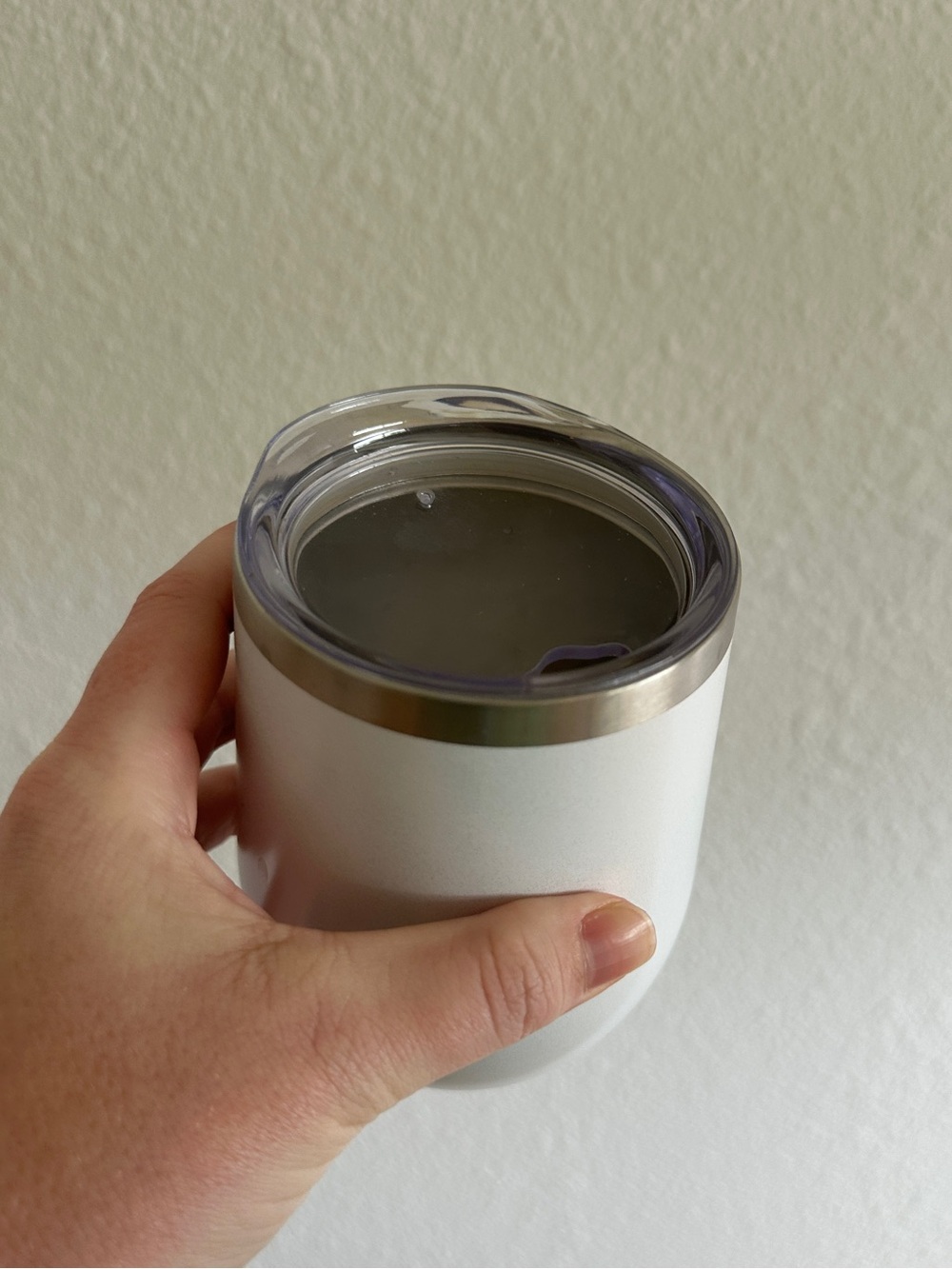 Insulated White Stainless Steel Tumbler with Clear Lid